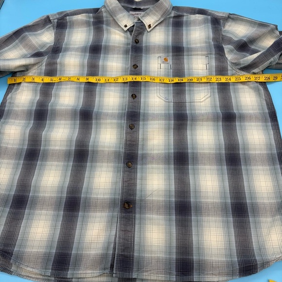 Carhartt Men’s Relaxed Casual Button Down Shirt Gray and White 2XL - Picture 9 of 13